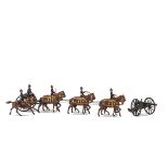 Britains loose set 144 Royal Field Artillery at the Walk, 1920 version, with 2 seated gunners on