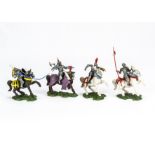 Britains Herald mounted Swoppet knights, 2 G, 7 F-G, (9) 7 missing visors, 2 missing scabbard, 1