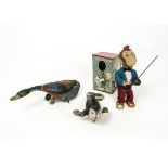 Tinplate Clockwork Animals, Lehmann Performing Sea Lion, Japanese Monkey, unmarked fixed key Duck