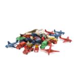 Various 1950s-1960s plastic Toy Vehicles and Aeroplanes, Trade box of 9 hard plastic trucks in
