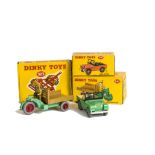 Dinky Toy Farm Vehicles, 342 Motocart, 340 Land Rover, mid-green body and hubs, light brown