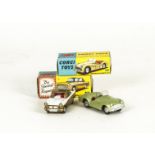 Triumph by Corgi Toys, 305 Triumph TR3 Sports Car, metallic olive green body, red seats, flat spun