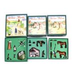 Britains boxed Home Farm sets 8704 Plough Set 8706 Forge Set and 8708 Windmill Set, all VG near mint