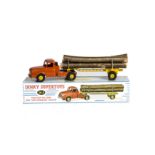 A French Dinky Toys 36a Willeme Log Lorry, orange cab, yellow trailer, four logs, in original box,