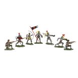 Britains Herald foot Swoppet knights, G-VG, complete condition, (7),