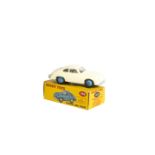 A Dinky Toys 182 Porsche 356A Coupe, cream body, blue hubs, in original box, E, box G-VG