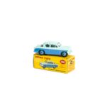 A Dinky Toys 166 Sunbeam Rapier, blue lower body and hubs, turquoise upper body, in original box, E,