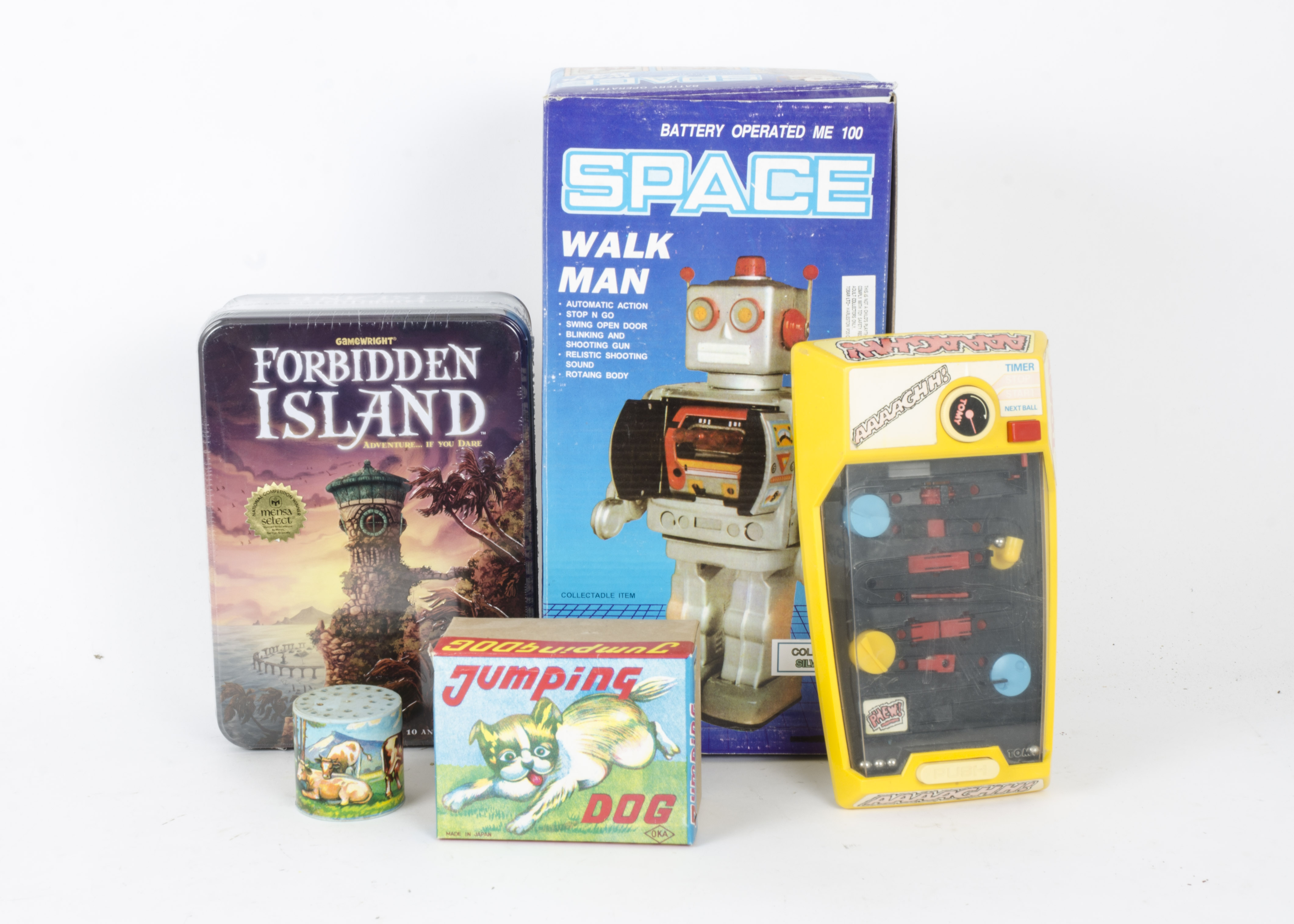 Toys & Games, including tinplate battery-operated Space Walk Man Robot, Oka Jumping Dog (2),