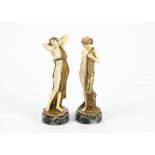 After Ferdinand Preiss a pair of two decorative moulded 20th Century female figures, in states of