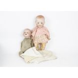 Armand Marseille Edwardian Bisque Headed Dolls, two dolls both marked A M Germany one with