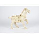 A Chinese bone horse statue of substantial proportions, in homage to the funerary wares of the
