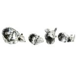 A group of Swarovski animal figures, including hippo, rhino, polar bear and elephant (4)