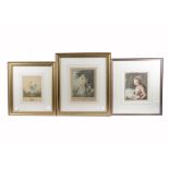 Four French school coloured engravings on paper, two after Nicolas Delaunay (1646-1727)
