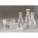 A quantity of antique and modern glass including a large clear glass bowl 'Presented by the officers