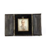 A 20th Century gouache on ivory miniature of a gentleman in WWI military attire, signed 'K.