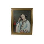 Two Chinese portraits attributed to Lam Qua (1801-1860), one of a seated Lady in traditional Chinese