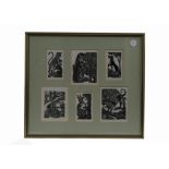 A set of six Hilda Frank etchings, depicting designs for Aesop’s Fables including ‘A Leopard and a