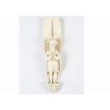 A 19th Century ivory Dieppe carved figure of an angel, standing with hands together in prayer,