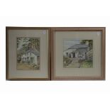 Eleanor Ludgate (British b1950), a pair of country cottage watercolour scenes, framed and glazed,