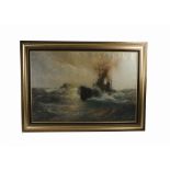 Franz Johann Müller-Gossen (German 1871-1946) oil on canvas, ship sailing in turbulent waters,