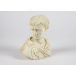 A marble bust of a Roman Emperor, height 18cm,