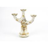 A stylish Quimper Keraluc 1960's candelabra, with hand painted decoration of flowers rising from a