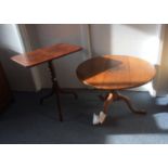 Two 20th Century tripod tables, one mahogany with a rectangular top, top 64cm x 47cm, height 74cm,