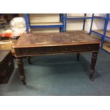 Early Victorian Library Desk, a mahogany example with leather insert above four drawers with