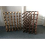 Two wooden metal wine racks, one designed for thirty bottles, the other for twenty (2)