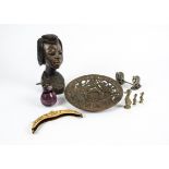 A quantity of antiques and collectables, including a Pelham puppet, a pierced Italian metal dish,