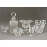 A quantity of largely antique glassware to include a cut glass comport with contrasting borders, two