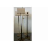 Two pairs of contemporary metal standard lamps, with three shades only (4)