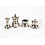 A George V Joseph Gloster Ltd silver cruet, Birmingham 1929, together with a contemporary silver