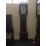A Georgian oak and mahogany longcase clock, with painted dial, (restored), by John Giscard of Ely,