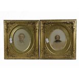 Two 19th Century watercolour portraits of young men, dressed in sophisticated attire, unsigned,