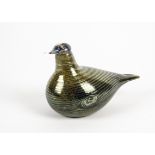 A Littala Nuutajarvi Oiva Troika glass bird, lustre with trailed feathered decoration, etched