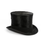 A Christys Hats London top hat, black silk exterior with leather and silk lining, together with