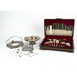 A canteen of silver plated flatware, and a small collection of other silver plated wares including