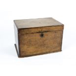 A 19th Century walnut veneer tea caddy, opens to reveal two interior lidded compartments, 16cm x