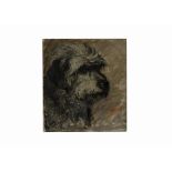 20th Century oil on canvas, portrait of a dog, unsigned, 28cm x 25cm