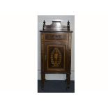 A Maples & Co late 19th Century Sheriton Design mahogany inlaid Pot Cupboard, single drawer above