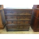 Eighteenth Century Chest of Drawers, an elm example, with four long drawers with drop pulls and