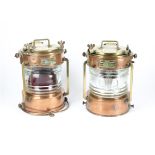 A pair of William Harvie & Co Ltd Birmingham copper and brass ship's lamps, bearing serial numbers