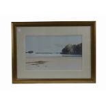 Frederick John Widgery (English 1861-1942) gouache on paper, coastal scene, signed ‘F. T.