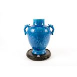 A late 19th Century French Longwy twin-handled vase, emulating the Japanese style, the exterior
