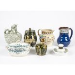 A collection of European ceramics, including a WWI transfer printed plaque featuring 'General Hector