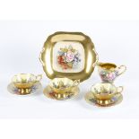 J.A Bailey for Aynsley a hand decorated part tea service, dating to the early 20th Century, with