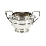 A George silver sugar basin by Pairpoint Brothers, the good gauge circular footed bowl with twin