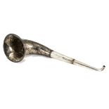 A late Georgian or early Victorian silver plated three section ear trumpet, nicely engraved,