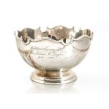 A 1960s silver presentation trophy bowl from Goldsmiths & Silversmiths, engraved, 11.75 ozt